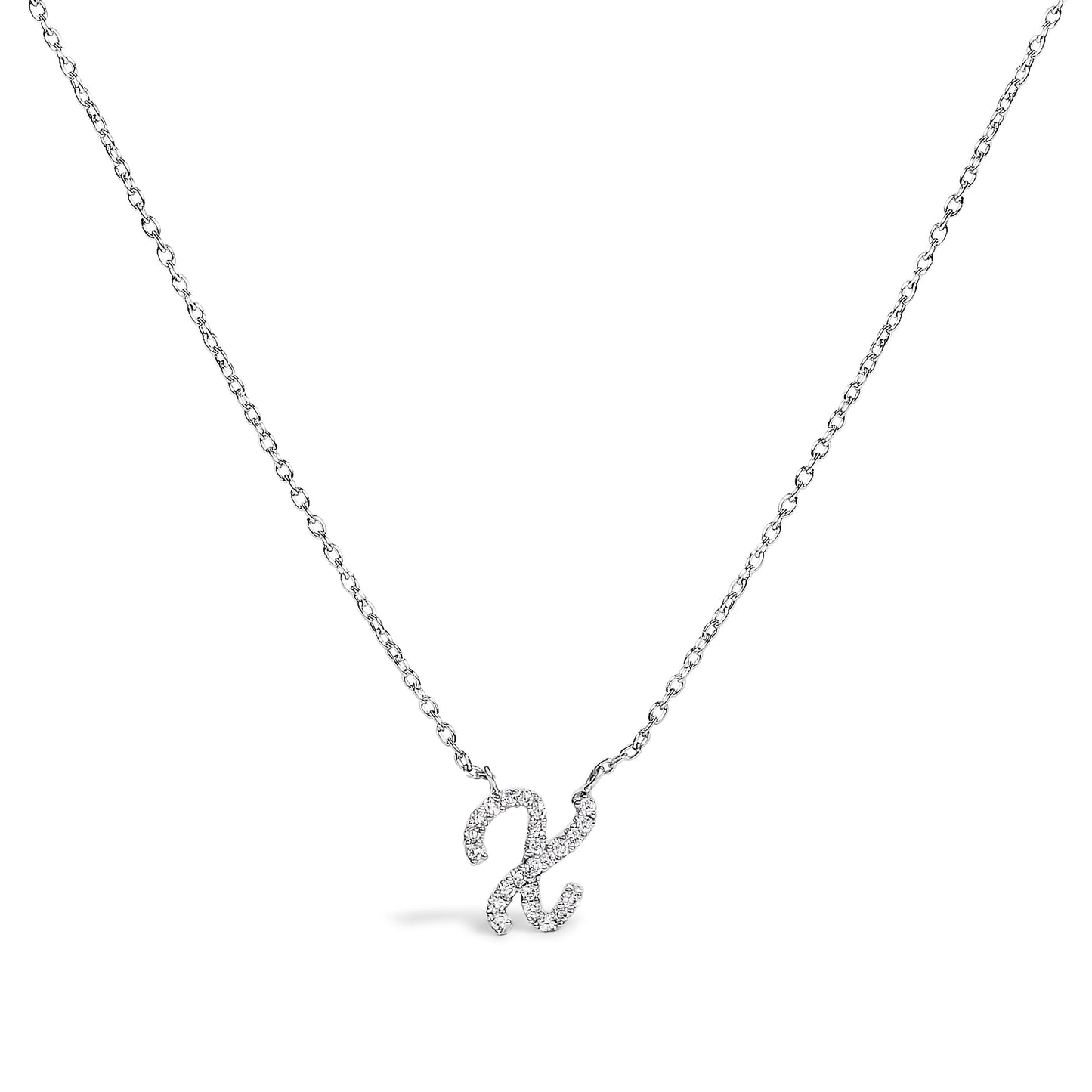 10K White Gold Diamond Accent Initial "A" Pendant Necklace