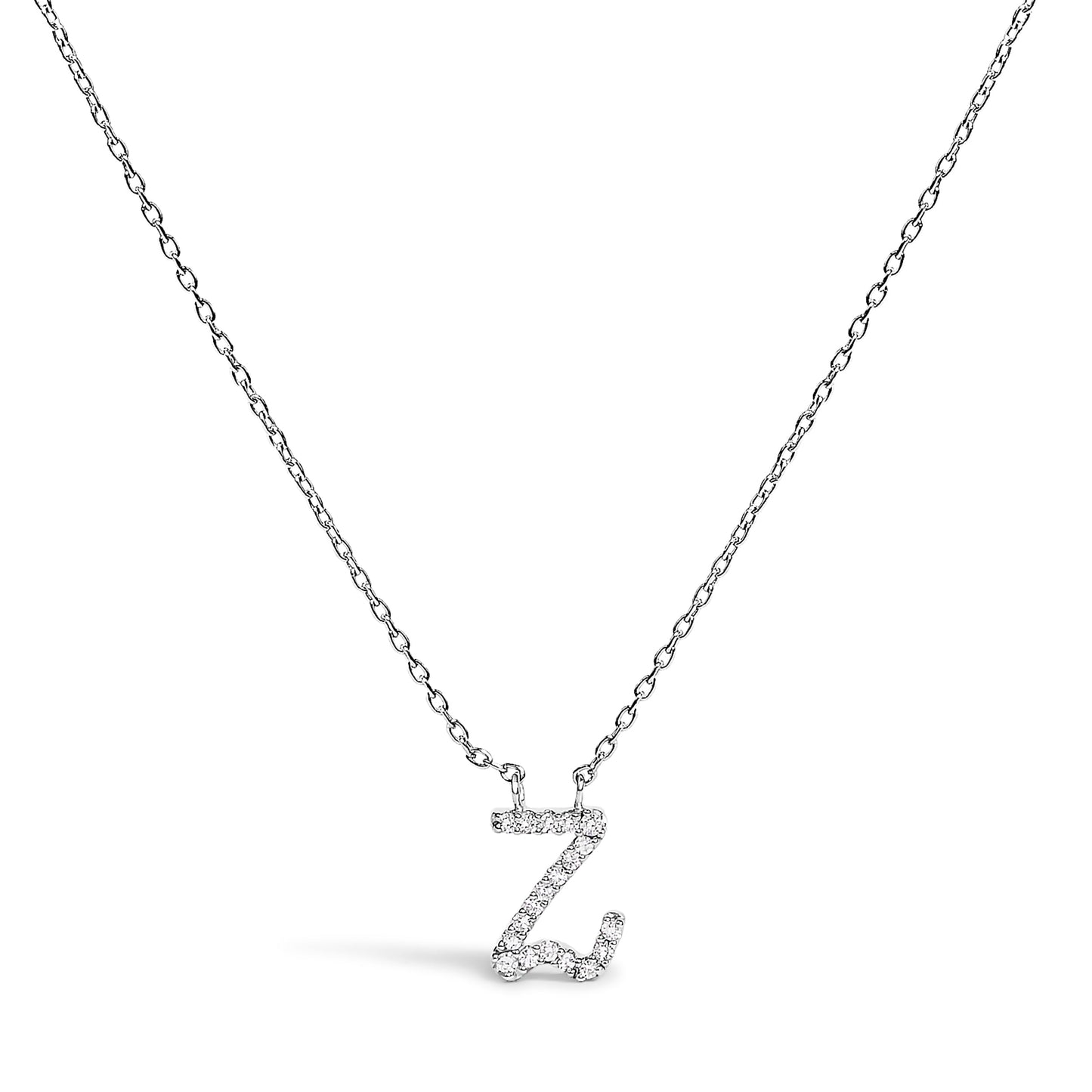 10K White Gold Diamond Accent Initial "A" Pendant Necklace