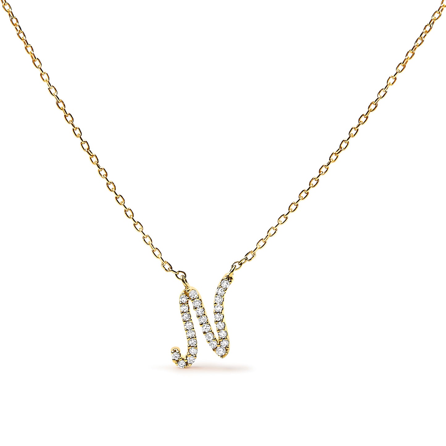 10K White Gold Diamond Accent Initial "A" Pendant Necklace