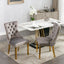 Tufted solid wood velvet cushioned dining chair, gold-plated stainless steel nail leg heads, 2 pieces in gray and gold - Korvel