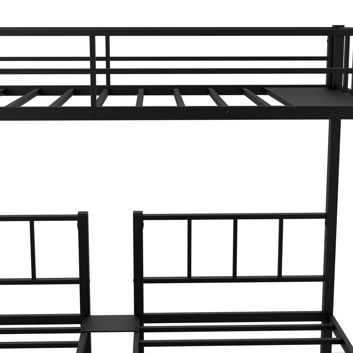 Twin over Twin & Twin Bunk Beds for 3, Twin XL over Twin & Twin Bunk Bed Metal Triple Bunk Bed, Black - Korvel