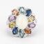 Bague en Opale Éthiopienne de 3,92 Carats et Multi Saphirs en Argent Sterling