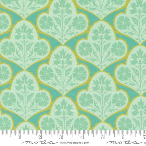 Cannon Beach Turquoise Copalis Damask Fabric - 44"/45" Per Yard