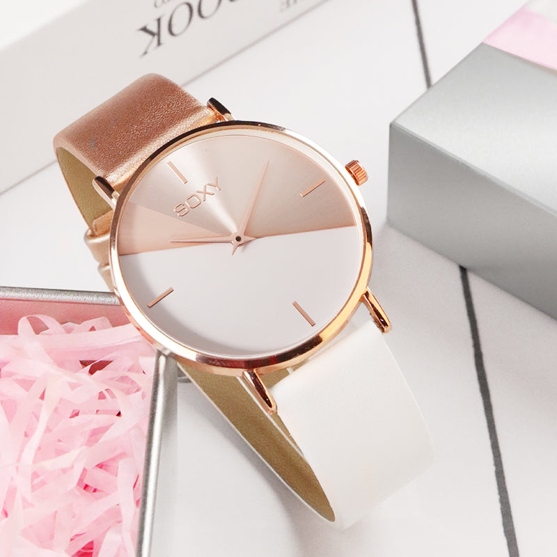 top brand women's watch leather rose gold dress female clock luxury brand design women watches simple fashion ladies watch - Korvel