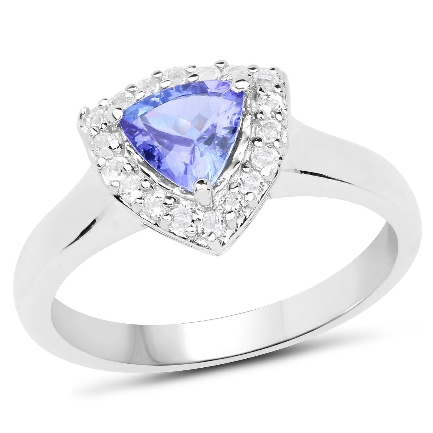 1.02 Carat Genuine Tanzanite and White Topaz Sterling Silver Ring