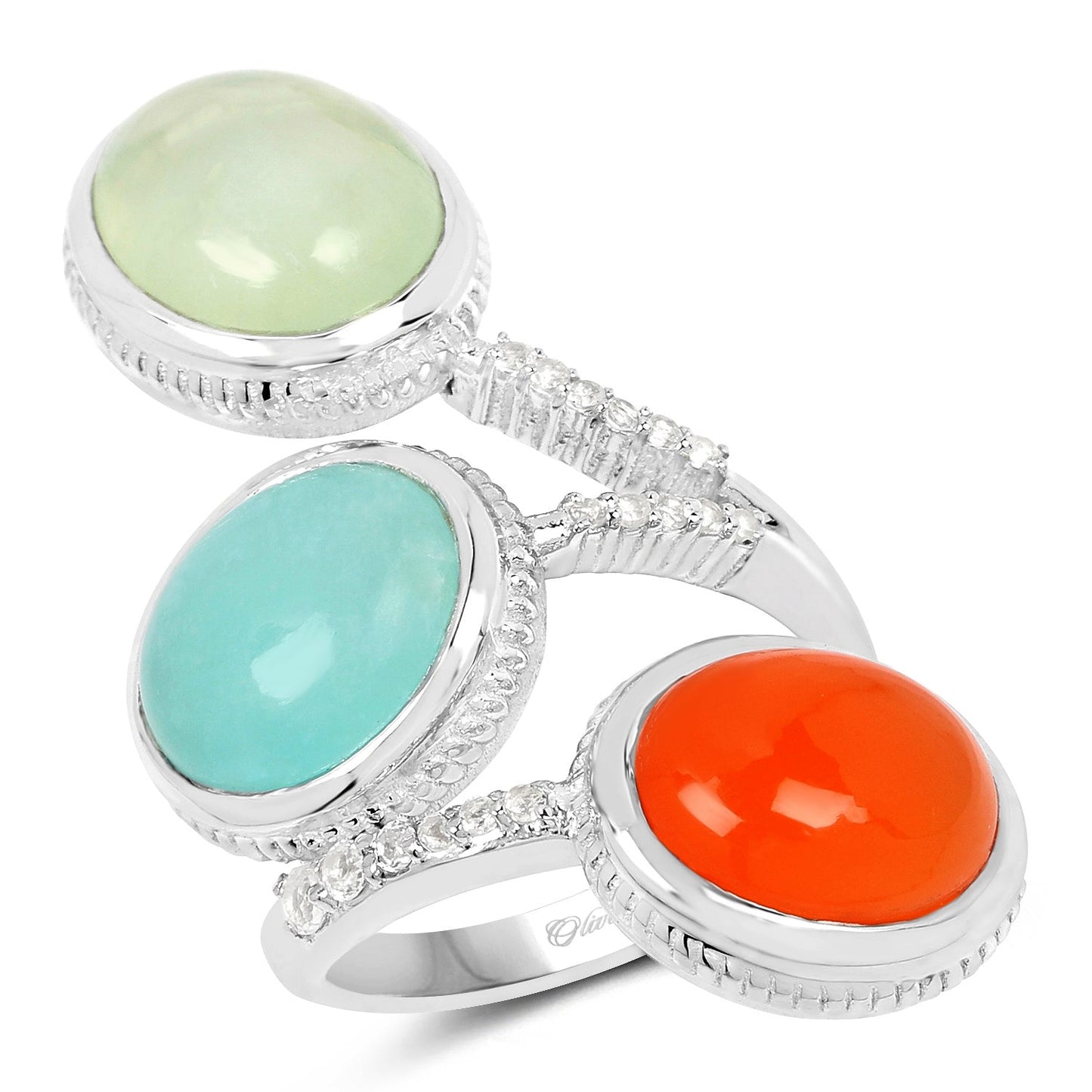 9.50 Carat Multi Stone .925 Sterling Silver Bypass Ring