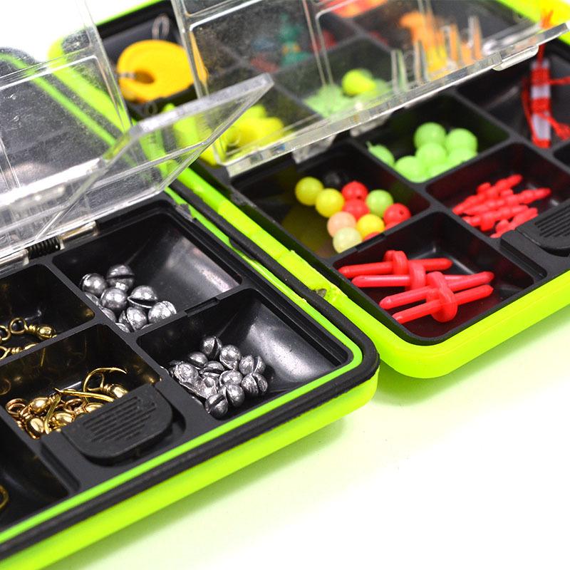 LEO 100Pcs/box Fly Fishing Accessories Box with Fishhooks Float Lead Sinker Swivel Connector Beads - Korvel
