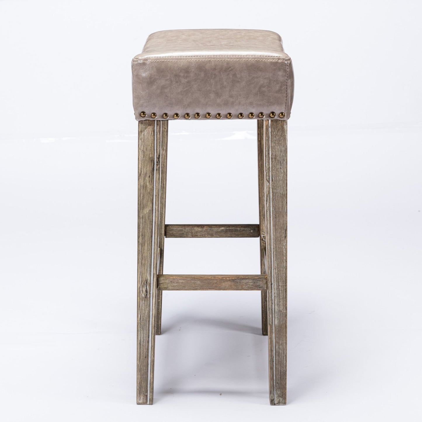 Counter Height 29" Bar Stools for Kitchen Counter Backless Faux Leather Stools Farmhouse Island Chairs (29 Inch Gray Set of 2) - Korvel