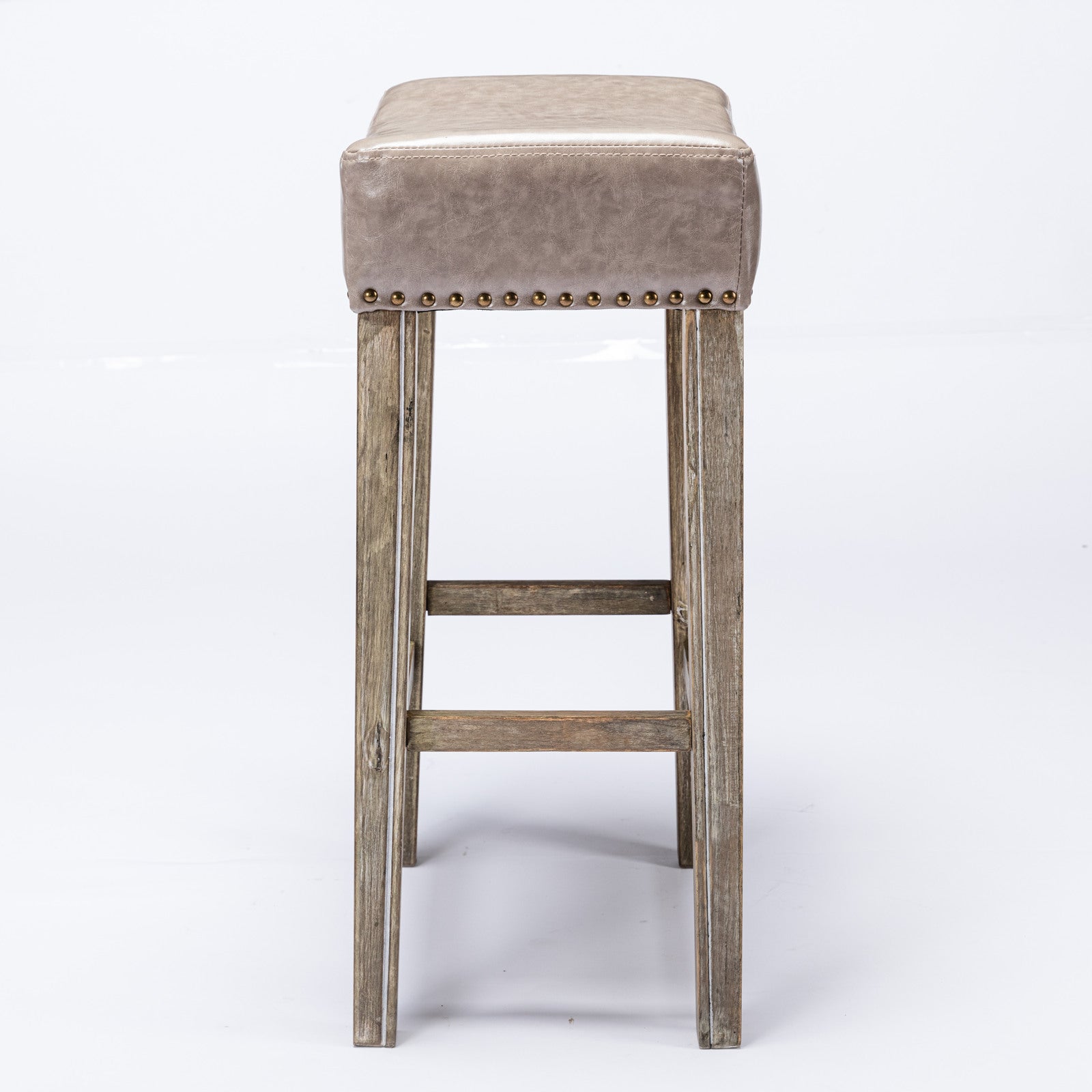 Counter Height 29" Bar Stools for Kitchen Counter Backless Faux Leather Stools Farmhouse Island Chairs (29 Inch Gray Set of 2) - Korvel