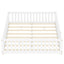 Queen Size Bed Floor Bed with Safety Guardrails and Door for Kids, White - Korvel