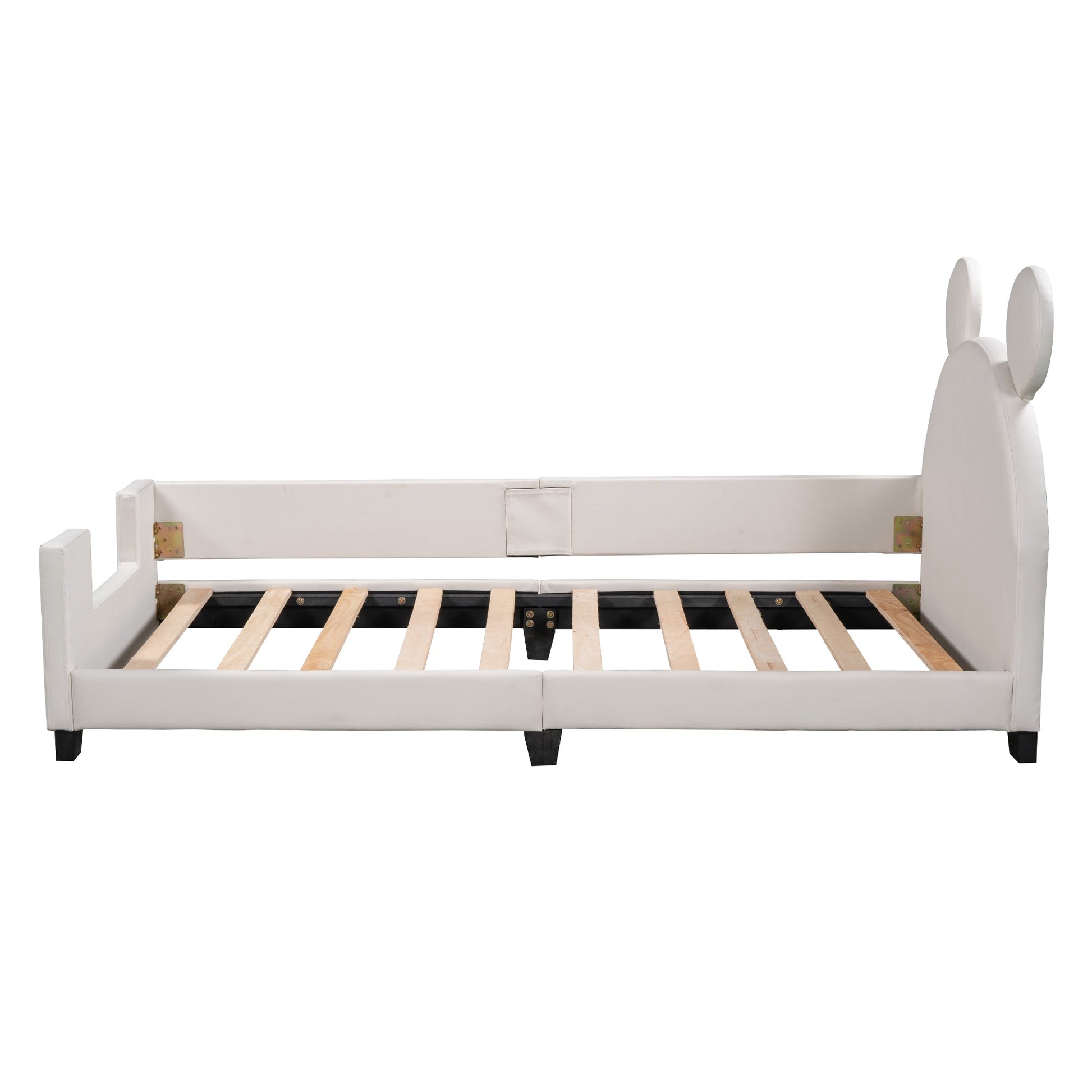 Twin Size Upholstered Daybed with Carton Ears Shaped Headboard White - Korvel