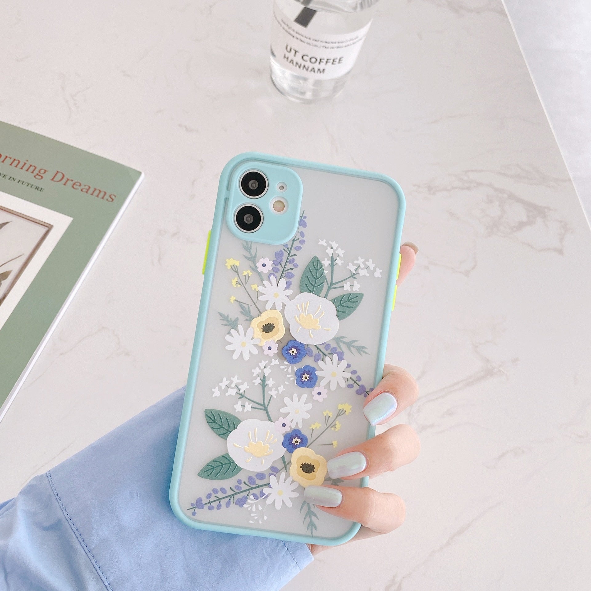 Luxury 3D Relief Flower Case For iPhone 12 Mini 11 Pro Max X XR XS Max 7 8 Plus Soft Bumper Transparent Matte PC Back Cover - Korvel