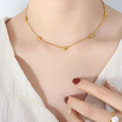 Titanium Steel Zircon Heart Necklace - Korvel