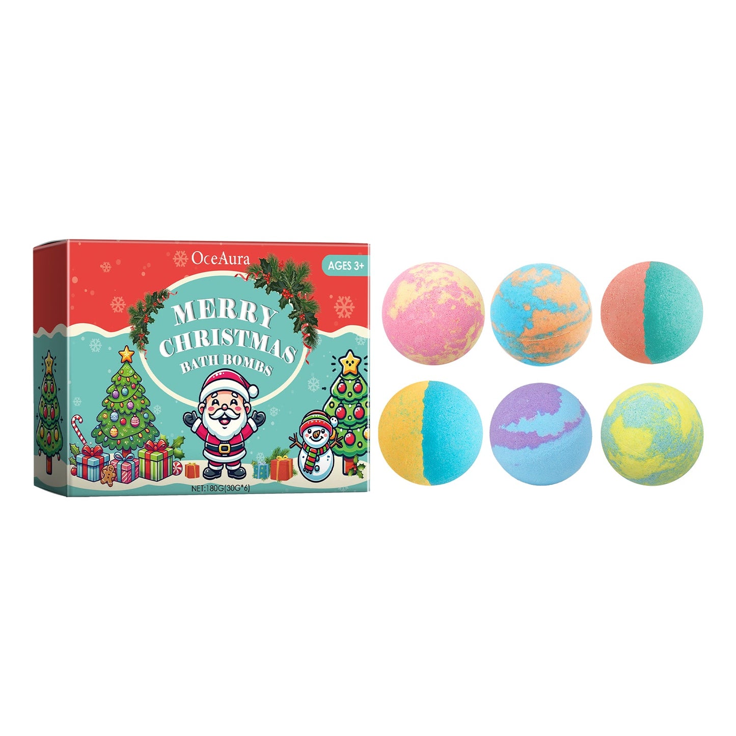 Christmas Colorful Bath Ball, Bubble Shower Fragrance Moisturizes Long-Lasting Plant Cleaning Bath Ball - Korvel