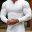 Camiseta de manga larga deportiva de talla grande para hombre con cuello notch