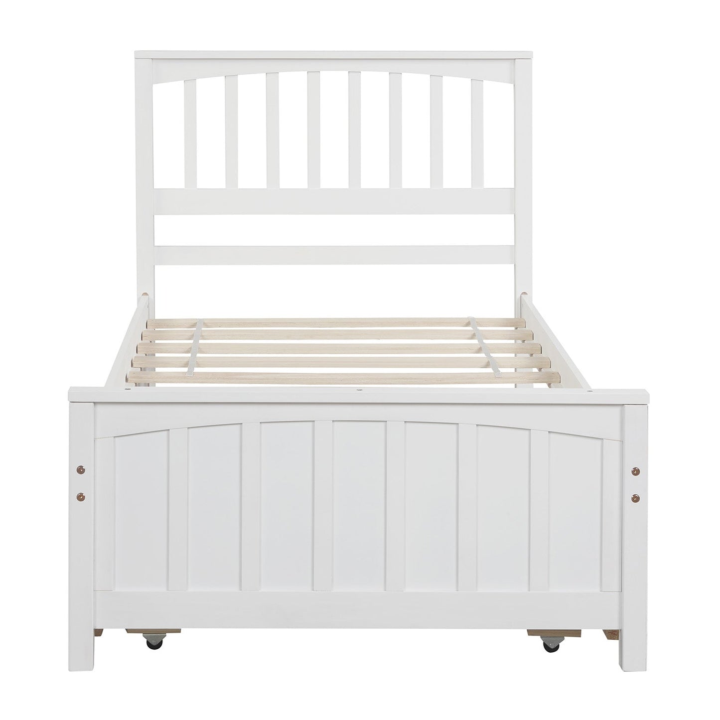 Twin size Platform Bed with Trundle White - Korvel