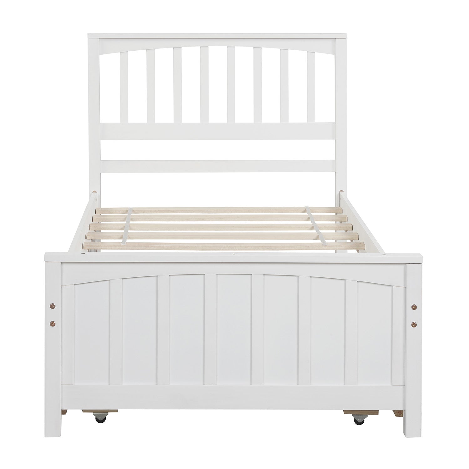 Twin size Platform Bed with Trundle White - Korvel