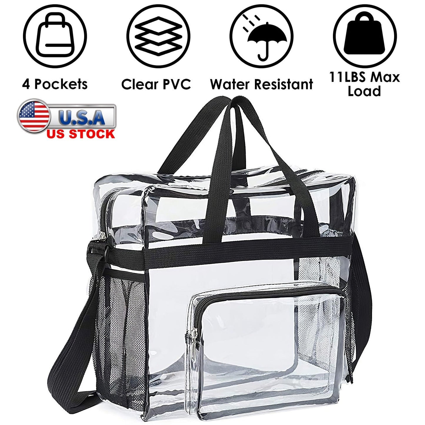 LJG Clear Crossbody Bag - Stadium Approved Transparent Tote