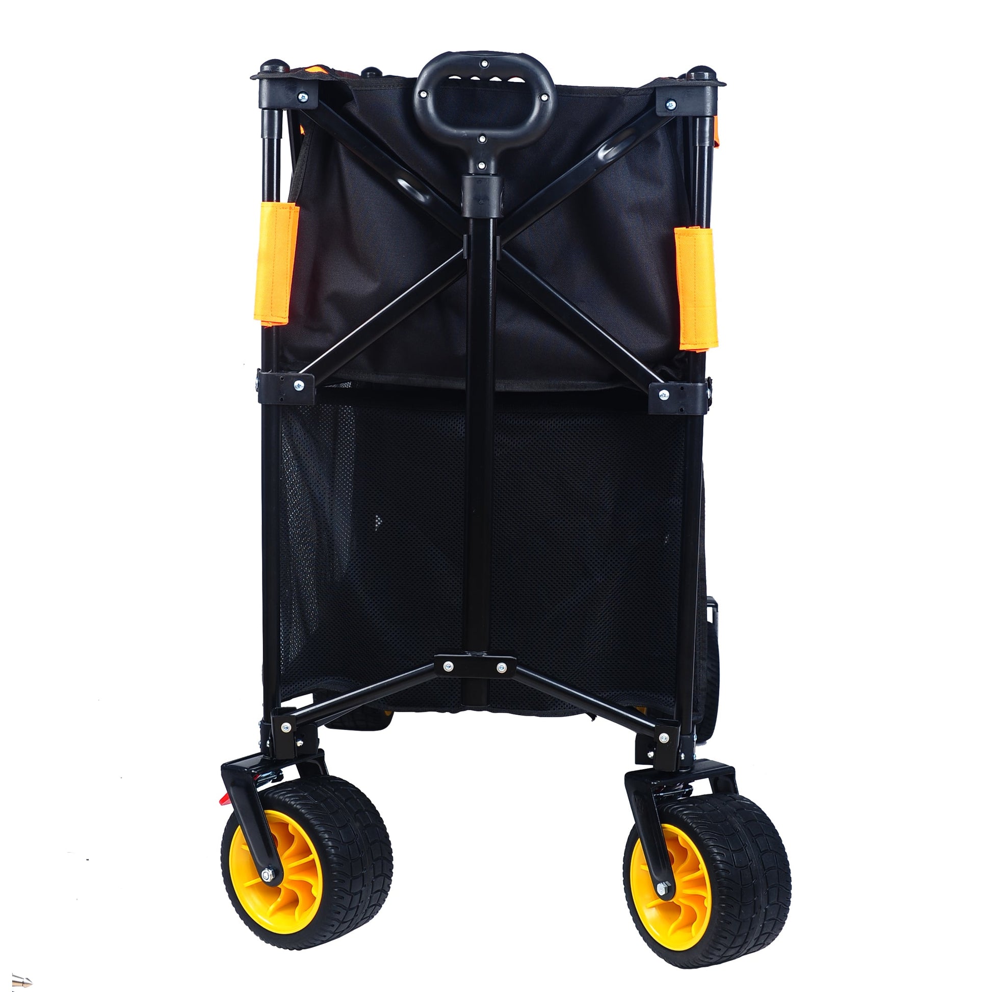 Big large capacity Folding cart Extra Long Extender Wagon Cart Folding Wagon Garden Shopping Beach Cart (black +orange) - Korvel