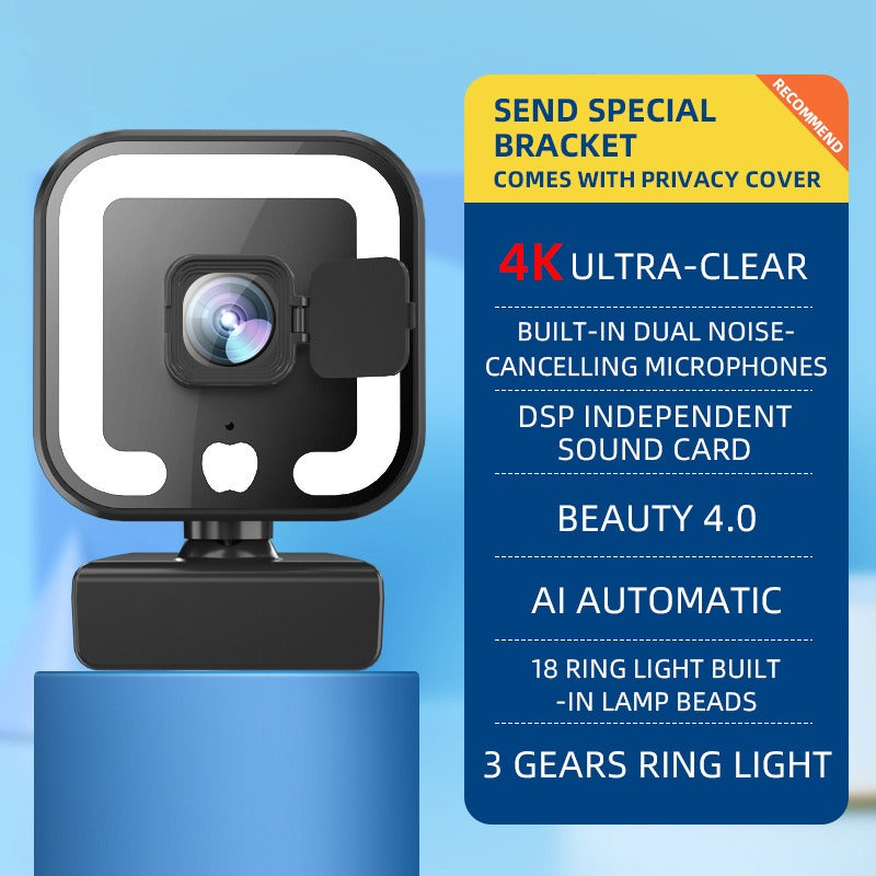 4k beauty autofocus 1080p computer camera high-definition network USB live streaming webcam2k - Korvel