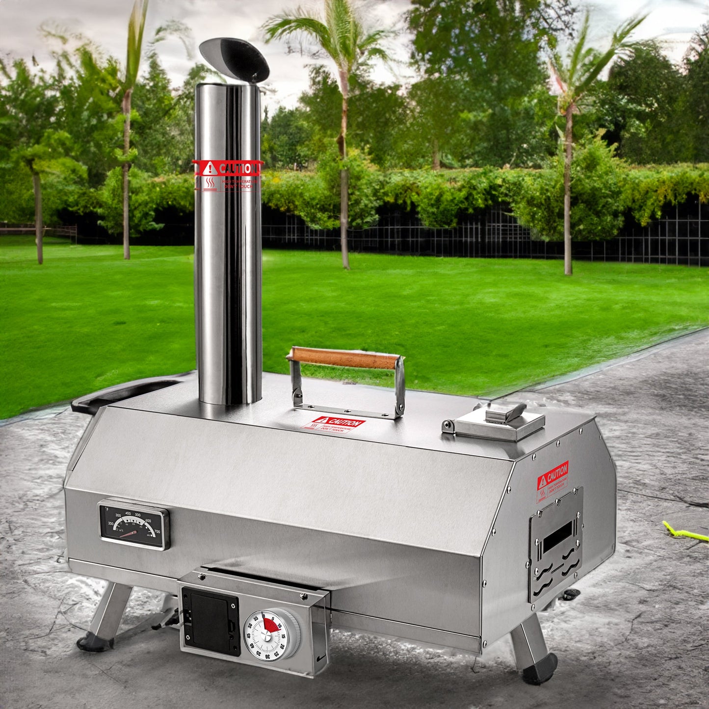 Stainless Steel Pizza Oven Outdoor 12" Automatic Rotatable Pizza Ovens Portable Wood Fired Pizza Oven Pizza Maker with Timer - Korvel