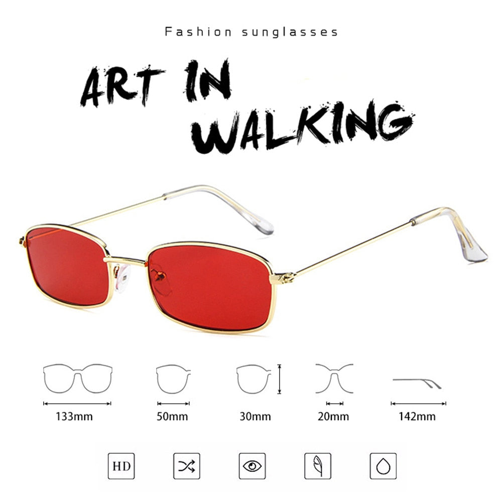 Candy Colors Metal Frame Rectangle Sunglasses Small Retro Shades UV400 Sun Glasses for Men Women Driving Eyewear Summer Goggles - Korvel