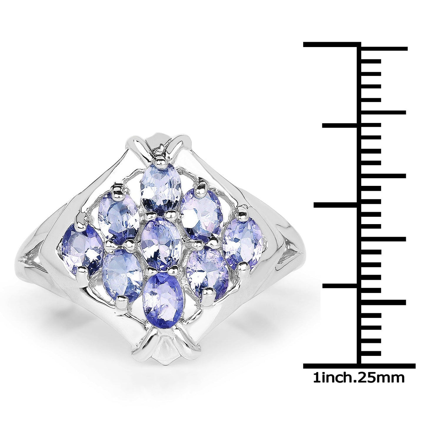 Bague de fiançailles en argent sterling avec tanzanite véritable de 1,53 carat