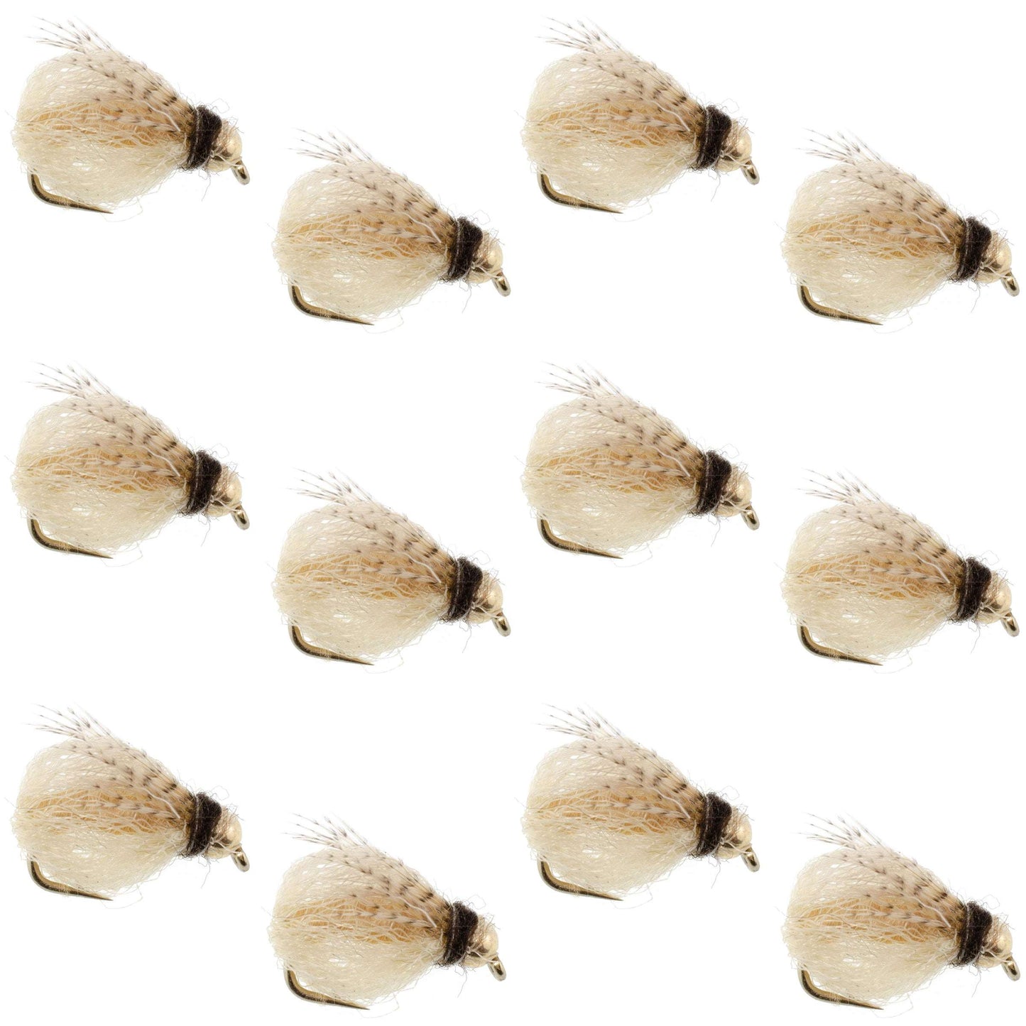 Bead Head LaFontaine Tan Deep Sparkle Caddis Pupa - 1 Dozen Flies Size 14