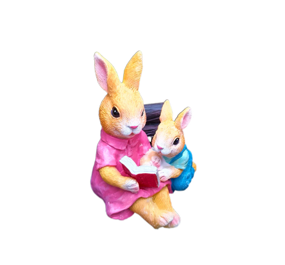 Simulated rabbit reading animal ornament - Korvel