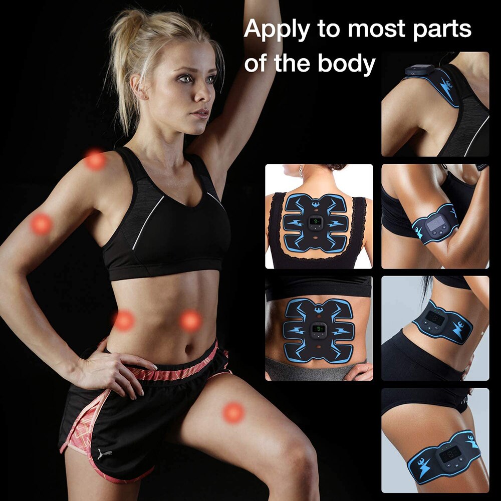 EMS Muscle Stimulator with LED Display USB Rechargeable Abdominal Belt Work Out Power Fitness Abdominal Men Women - Korvel