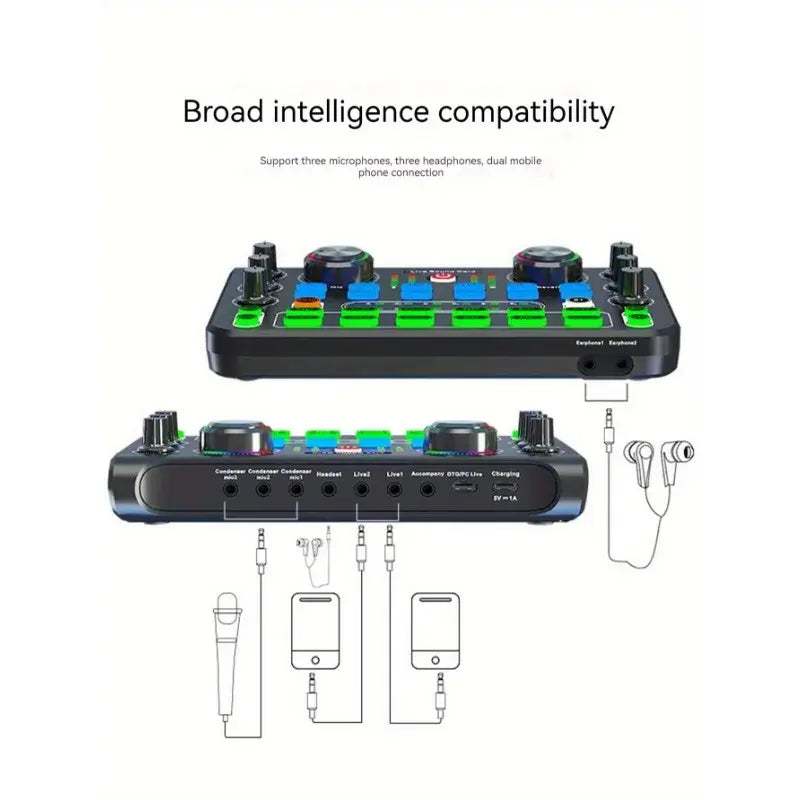 HD X60 Sound Card English Version Professional Audio Mixer for Karaoke Broadcast KTV Singing Live Sound Mixer - Korvel