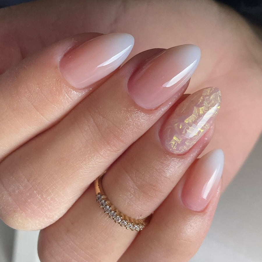 New wearable nail gradient glitter manicure patches almond-shaped nails fake nail patches - Korvel