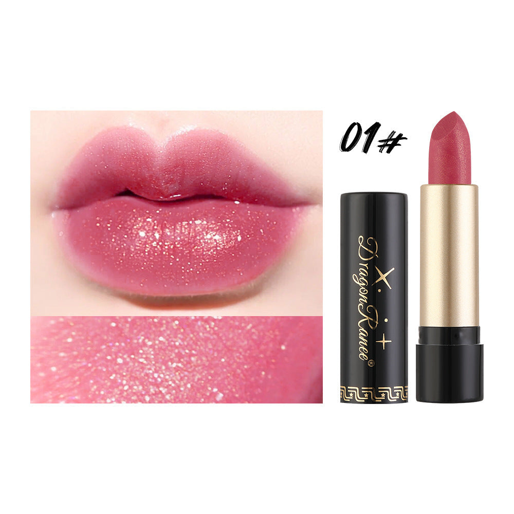 Gilt Pearlescent Dragon Fruit Peach Pink Lipstick Slightly Flashing Lipstick Moisturizing And Shining With Fine Flashing Bean Paste Mermaid - Korvel