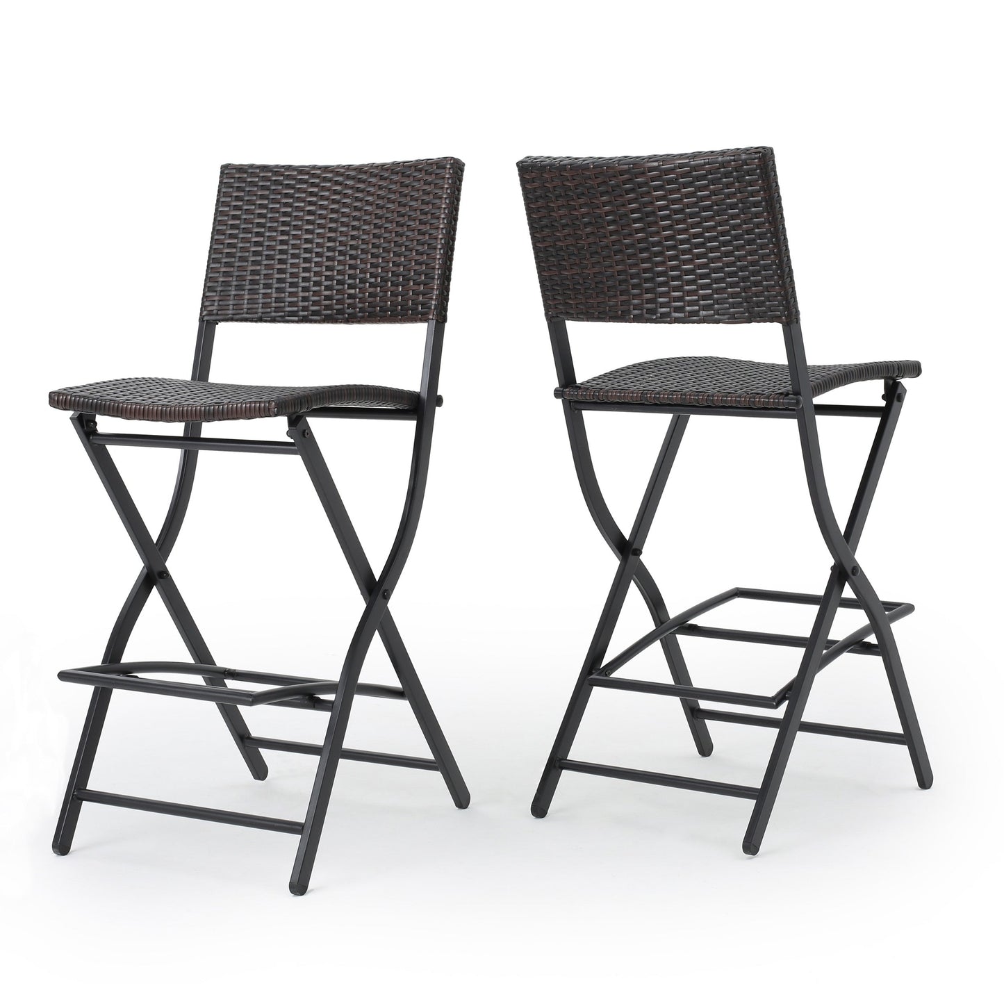 Taburetes de Bar de Wicker para Exterior - Set de 2 Piezas, Multimarrón