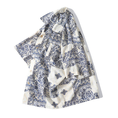 Chemise à col cubain en imitation lin tissé en bambou Knot
