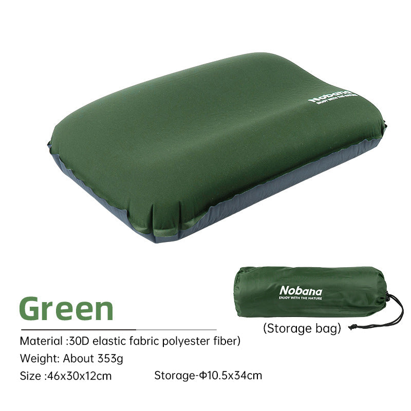 Outdoor 3D Sponge Pillow Automatic Inflatable Pillow Camping Tent Air Cushion Pillow Travel Portable Cervical Neck Pillow - Korvel
