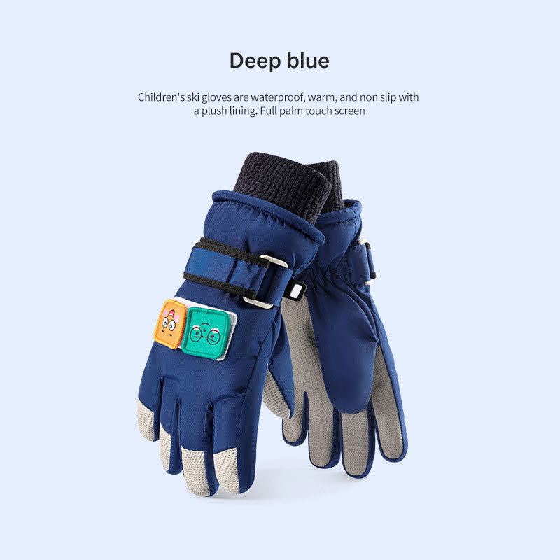 Winter children skiing gloves cycling waterproof windproof cashmere thick warm gloves children - Korvel