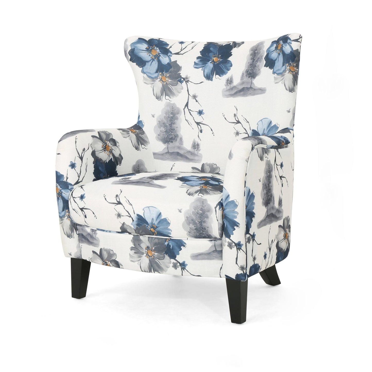 Fauteuil Club Rembourré en Tissu Imprimé Moderne Rétro
