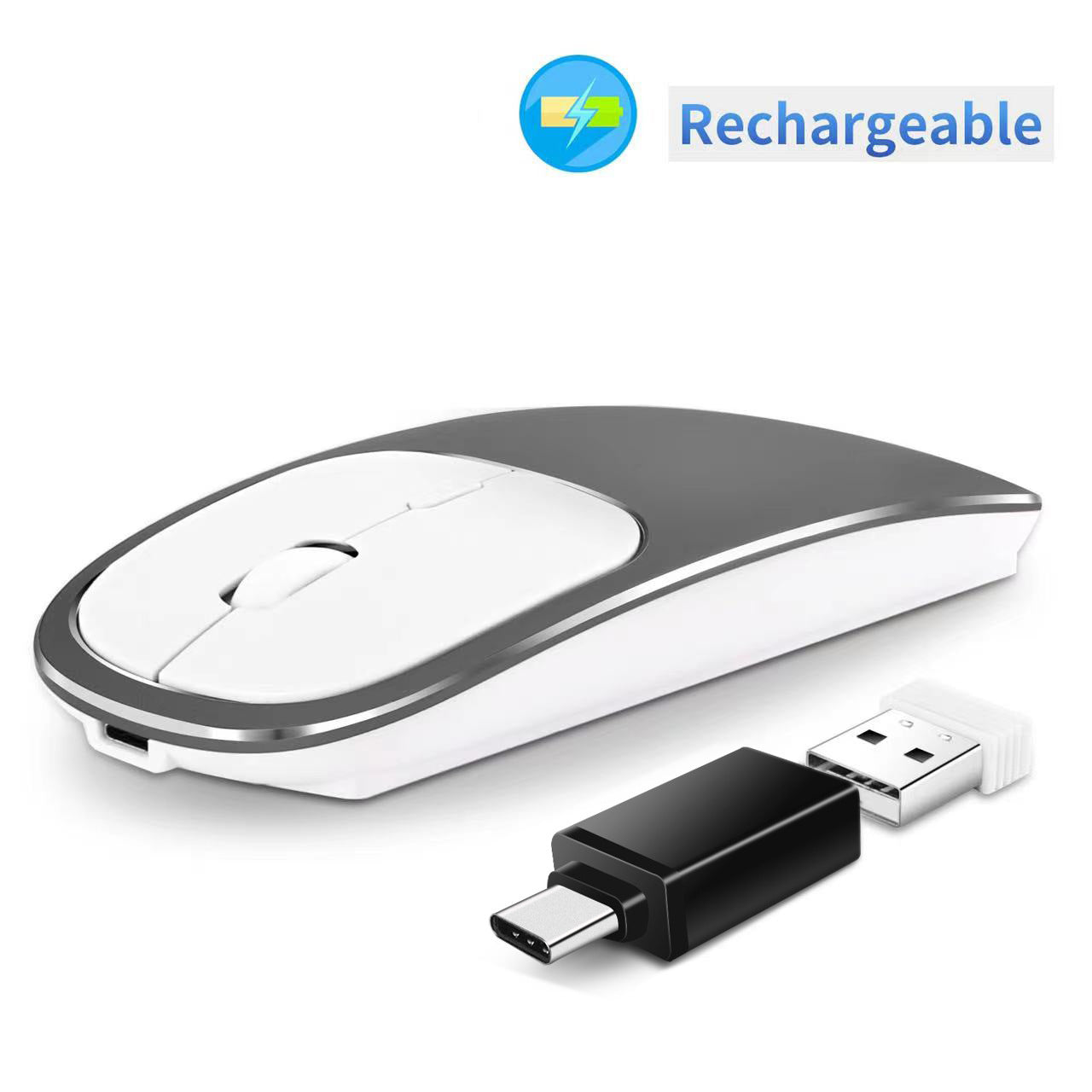 Wireless Mouse Charging Silent 2.4G Mouse Male and Female Portable Desktop Notebook Office - Korvel