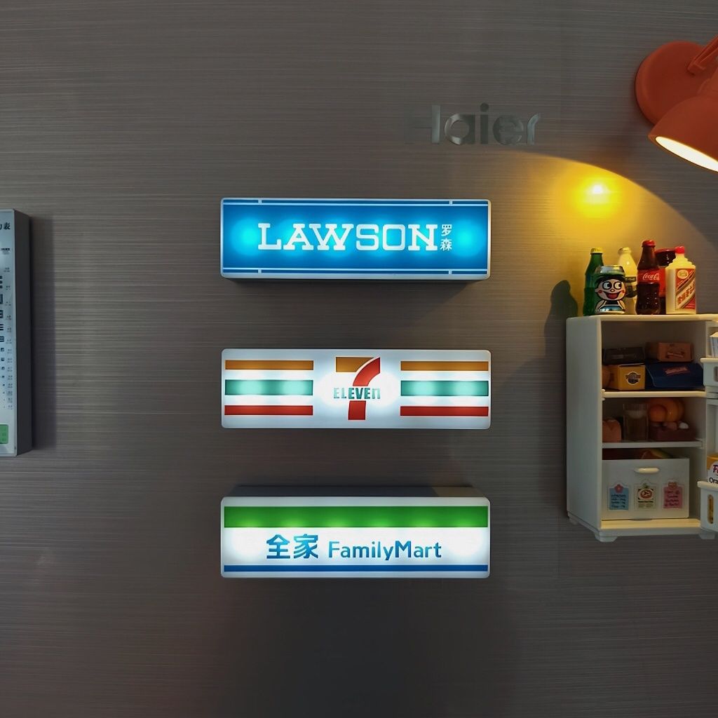 Convenience store refrigerator sticker creative light display board can magnetically attract Rosen 711 family lightbox toy model to emit light - Korvel