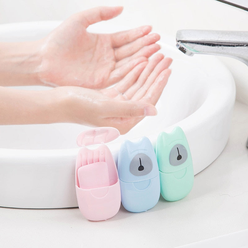 150pcs Disposable Boxed Paper Soap Travel Portable Hand Washing Box Scented Slice Sheets Mini Soap Paper Travel Makeup - Korvel