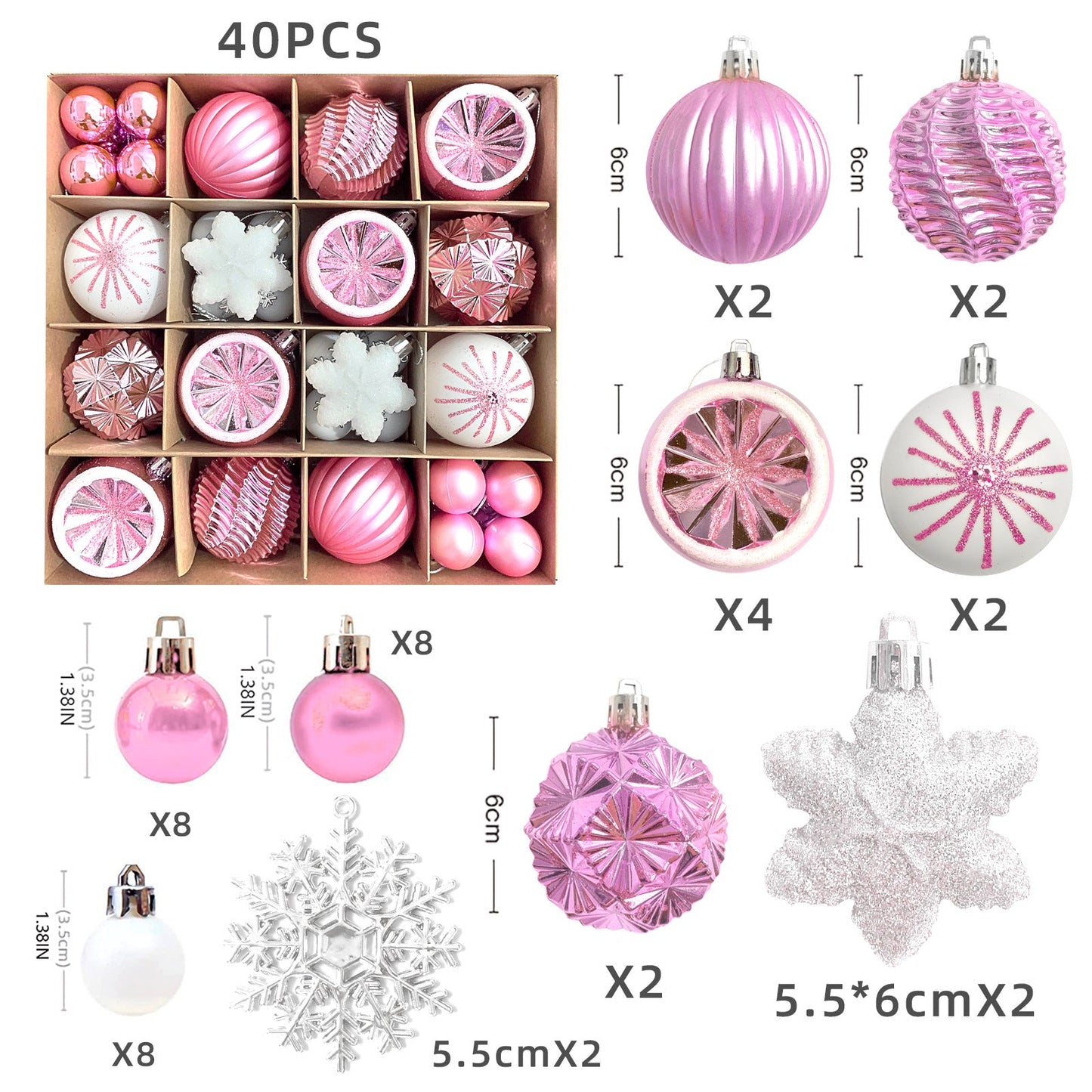 Christmas decoration 6cm electroplated ball plastic ball special-shaped painted Christmas ball gift Christmas tree pendant - Korvel