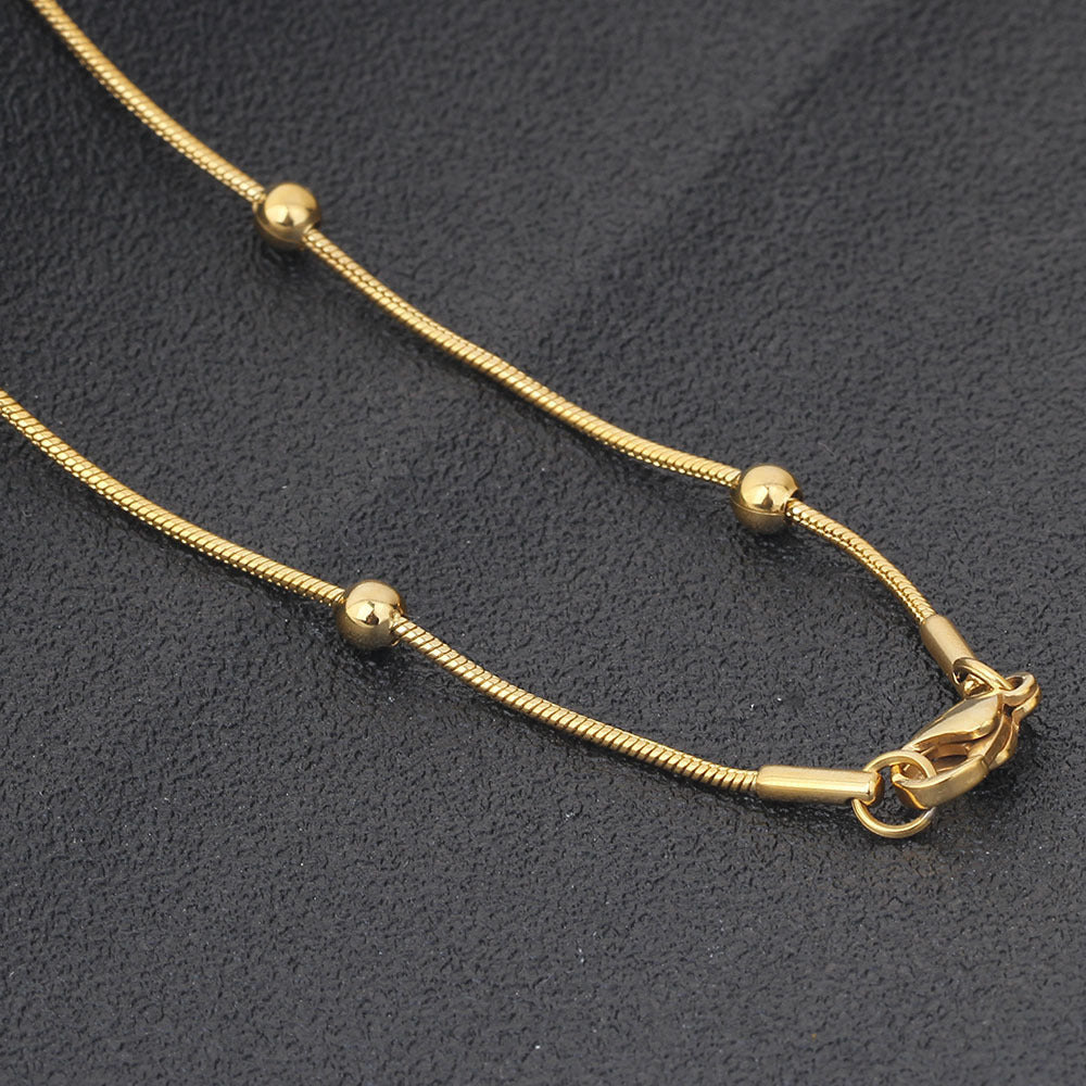 Fashion stainless steel round snake bag bead chain multi-color accessory chain necklace collarbone chain - Korvel