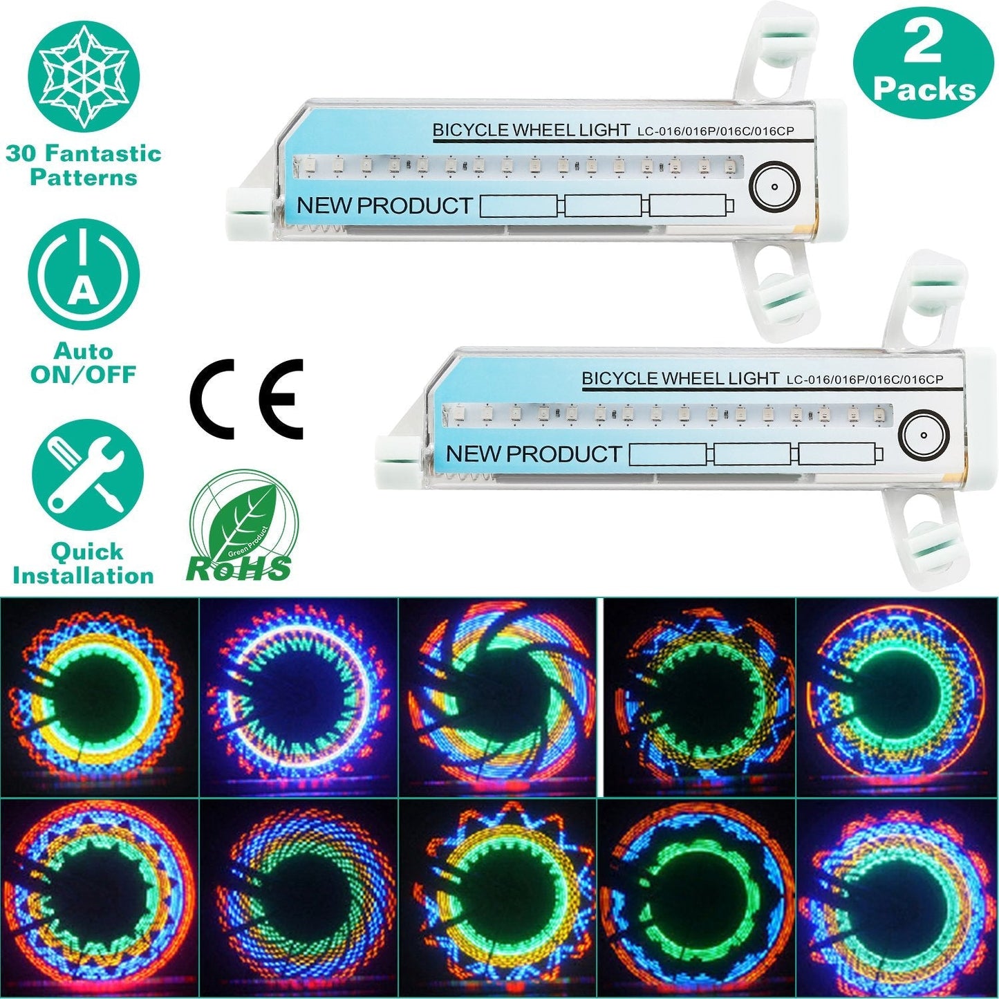 Lumières de vélo GBruno 32LED Patterns - 2 pièces