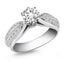 Bague de fiançailles en diamant pavé à double rang en or blanc 14 carats