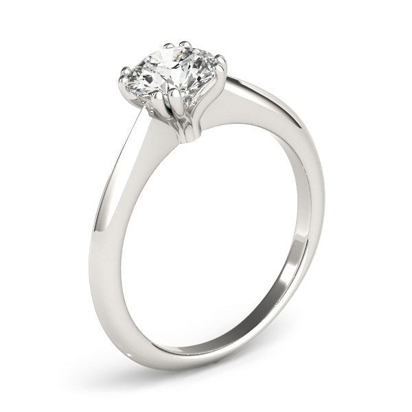 Bague de fiançailles en diamant solitaire en or blanc 14 carats avec double griffes
