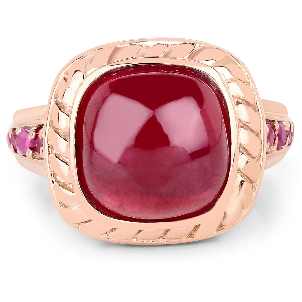 Anillo de Compromiso de Rubí Lleno de Vidrio de 9.14 Quilates y Plata Esterlina