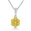Collier Pendentif Floral Cluster en Argent Sterling .925 avec Diamants Verts