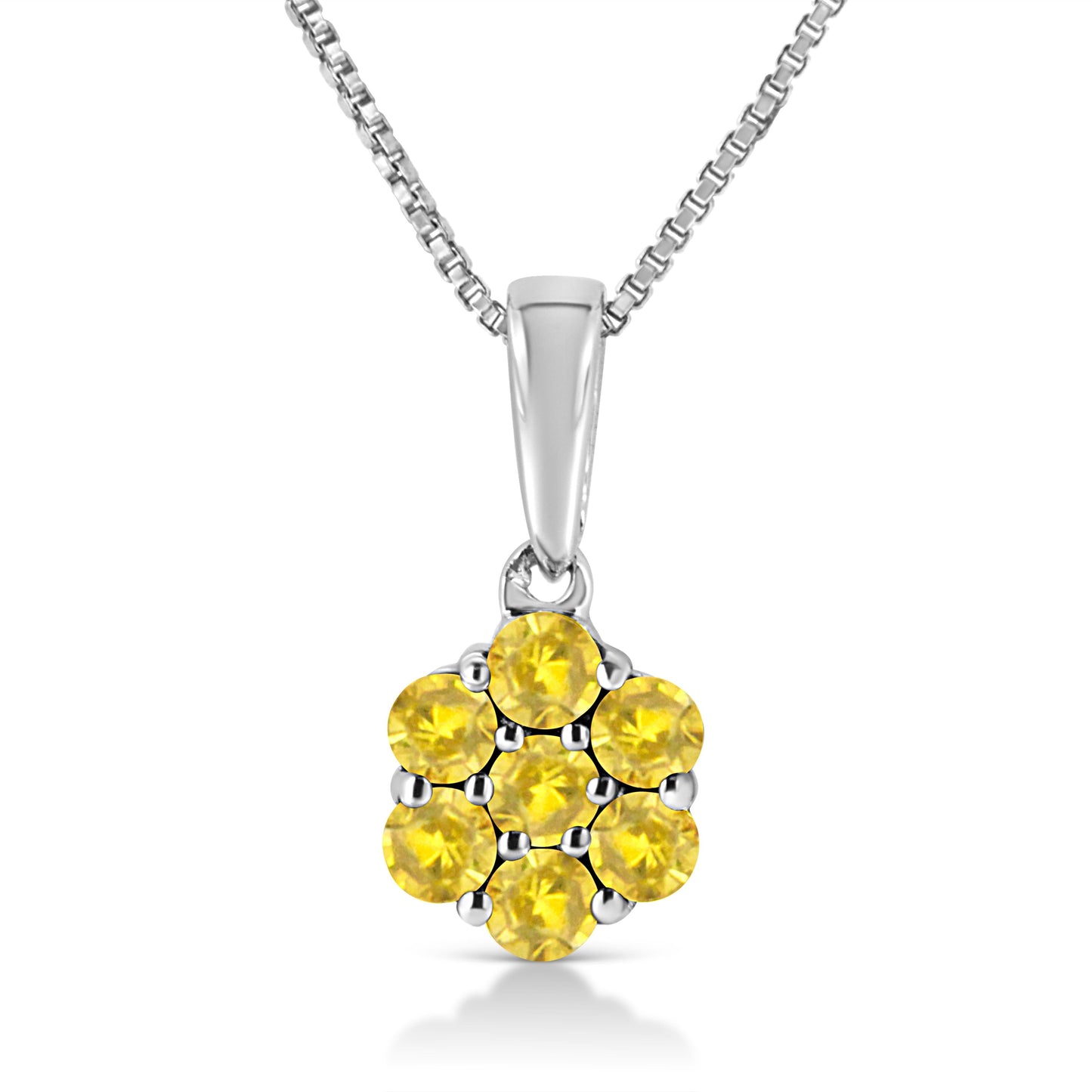 Collier Pendentif Floral Cluster en Argent Sterling .925 avec Diamants Verts