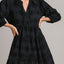Elegant Plus Size Black Midi Dress with Dotted Texture for Women - Korvel